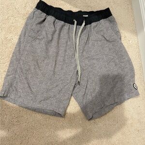 Vuori Gray and Black Athletic Shorts with Elastic Waistband